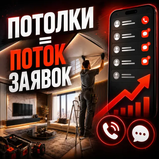 Обложка для Авито: натяжные потолки и поток заявок