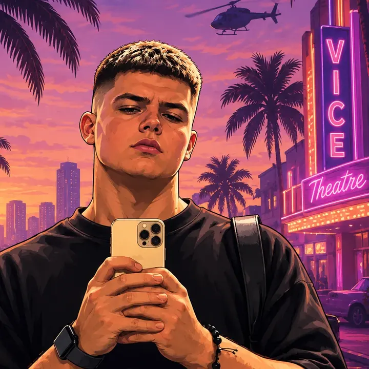 Давид Шатон в стиле постера Vice City